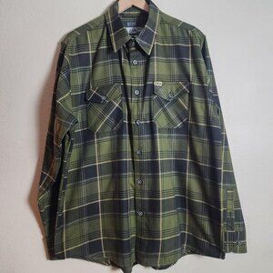 Dixxon Flannel Shirt Mens Extra Large Green Black Plaid Kurt D-Tech Long Sleeve